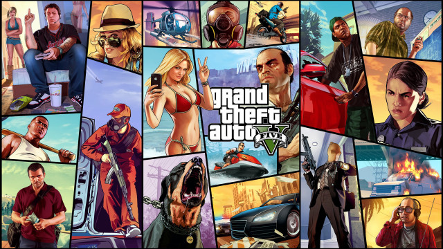 Gta v collage people vehicles free wallpaper for desktop - medium preview image