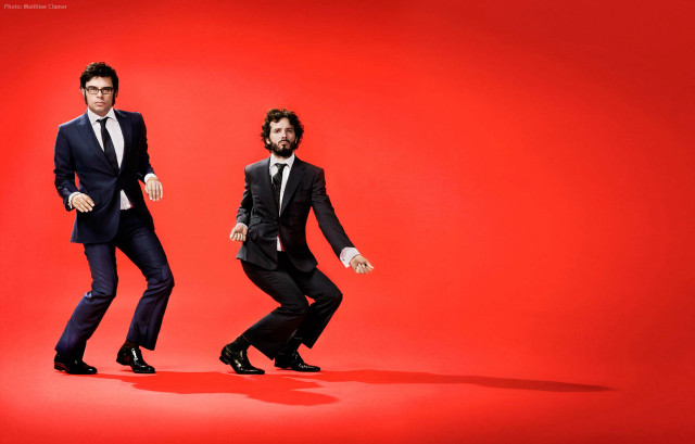 Two men suits dancing red free wallpaper for desktop - medium preview image