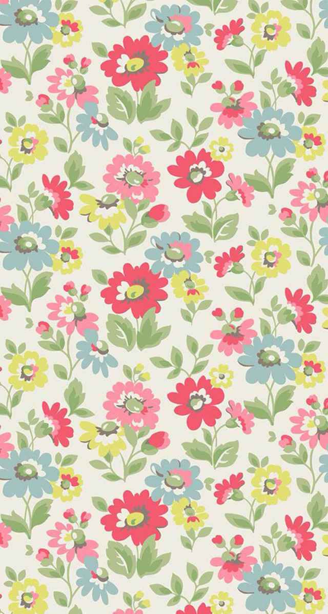 Flowery pattern multicolor flowers white free wallpaper for mobile - medium preview image
