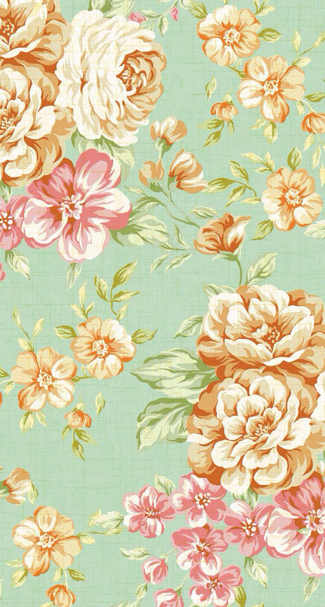 Flower pattern colorful green background free wallpaper for mobile - medium preview image