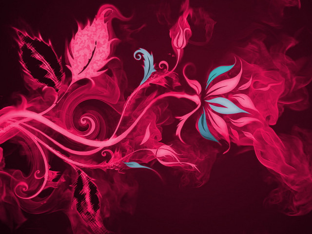 Red blue flower swirls leaves free wallpaper for desktop - medium preview image