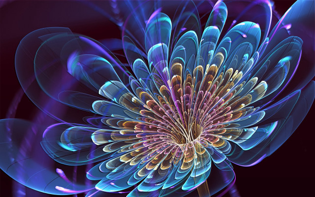 Blue flower purple center hologram free wallpaper for desktop - medium preview image