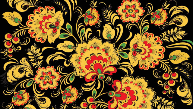 Black background yellow red flowers free wallpaper for desktop - medium preview image