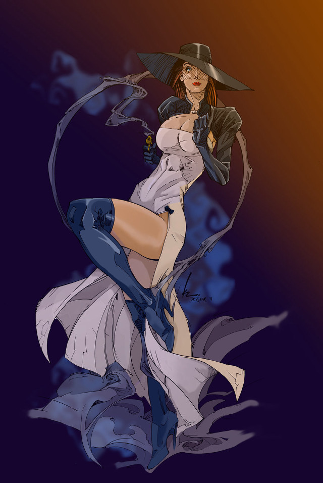 Woman hat dress water gothic free wallpaper for mobile - medium preview image