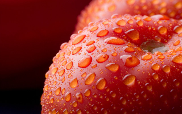 Red apple water drops black #2 free wallpaper for desktop - medium preview image