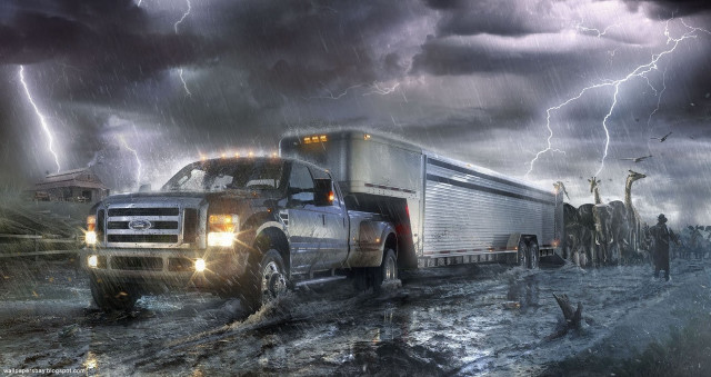 Truck field lightning people group free wallpaper for desktop - medium preview image