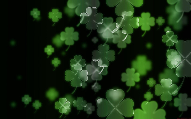 Green shamrocks hearts black background free wallpaper for desktop - medium preview image
