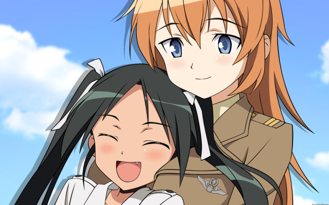 Anime girls field grass clouds #3 free wallpaper for desktop - medium preview image