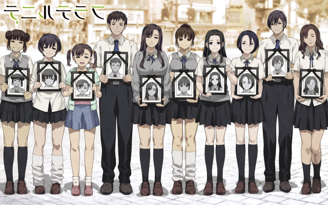 Group people holding pictures building free wallpaper for desktop - medium preview image