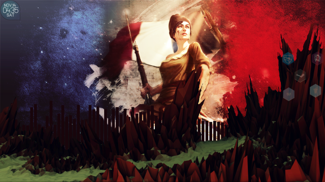 Woman holding flag painting fence free wallpaper for desktop - medium preview image
