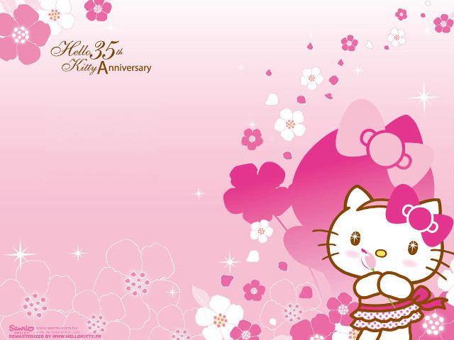 Hello kitty flower bow pink free wallpaper for desktop - medium preview image