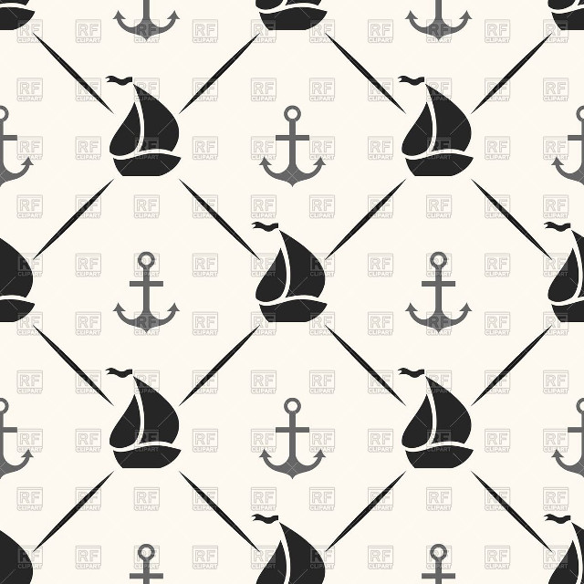 Black white pattern sailboat anchor free wallpaper for tablet - medium preview image
