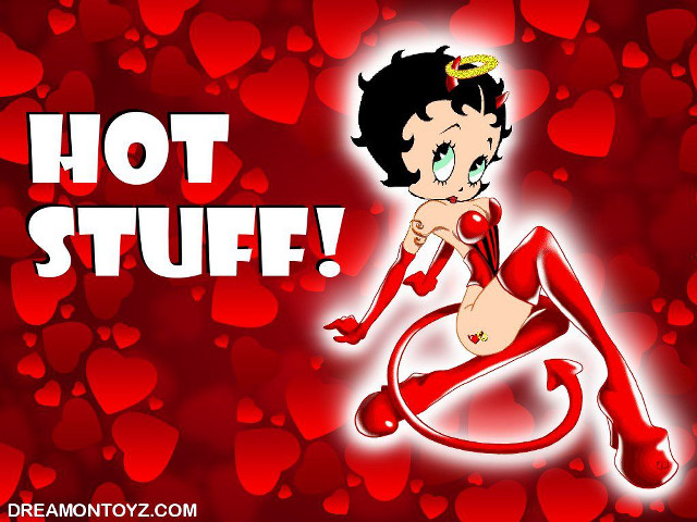 Cartoon character red background hearts free wallpaper for desktop - medium preview image