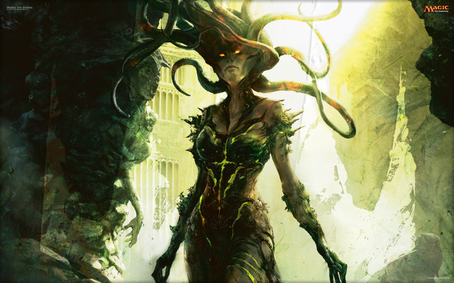 Woman strange head horns forest free wallpaper for desktop - medium preview image