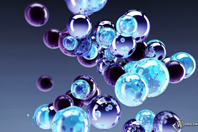 Blue purple bubbles floating black free wallpaper for desktop - medium preview image