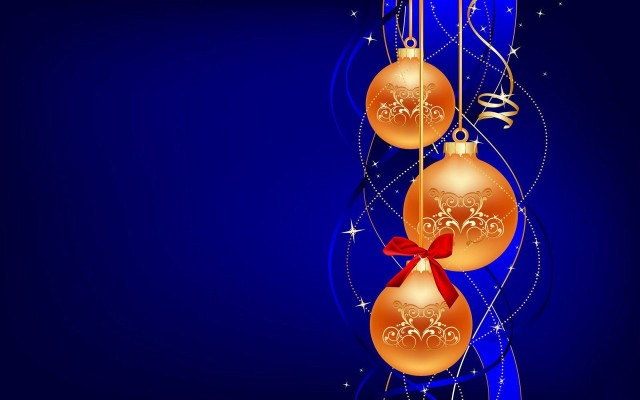 Blue background christmas ornaments red free wallpaper for desktop - medium preview image