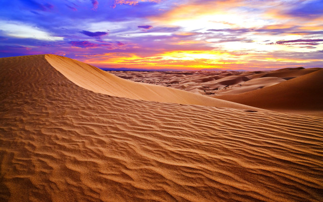 Sunset desert sand dunes blue free wallpaper for desktop - medium preview image