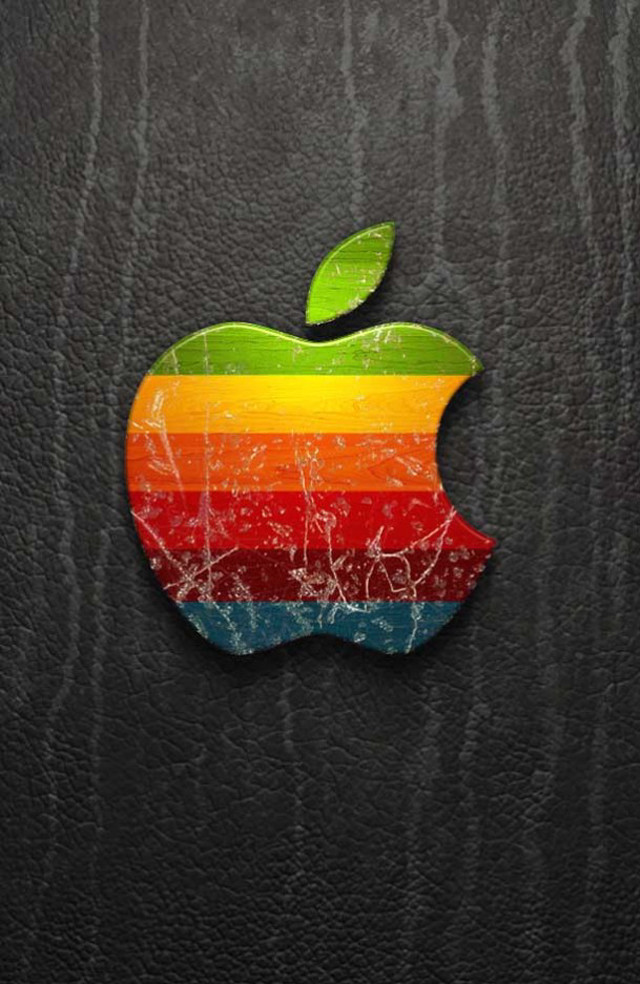 Apple logo rainbow stripe leaf free wallpaper for mobile - medium preview image