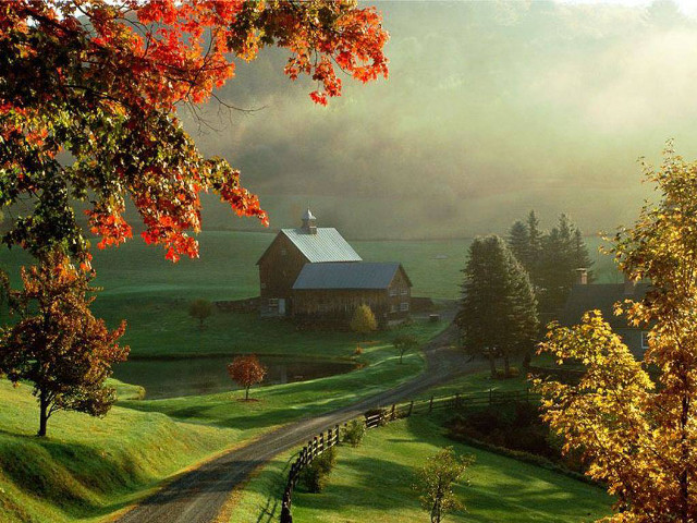 Farm road barn distance white #2 free wallpaper for desktop - medium preview image