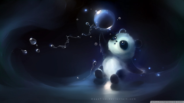Panda bear bubbles floating air free wallpaper for desktop - medium preview image