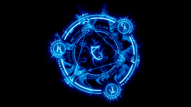 Blue clock zodiac sign dark free wallpaper for desktop - medium preview image