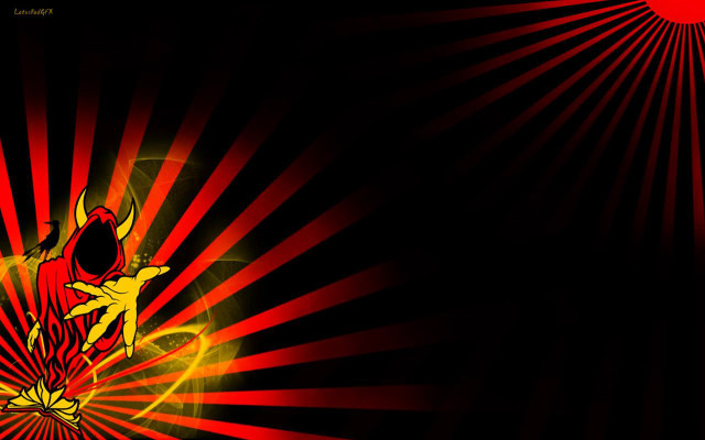 Red yellow demon face starburst free wallpaper for desktop - medium preview image