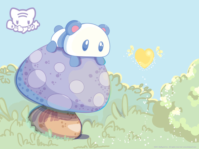 Mushroom panda grass heart balloon free wallpaper for desktop - medium preview image