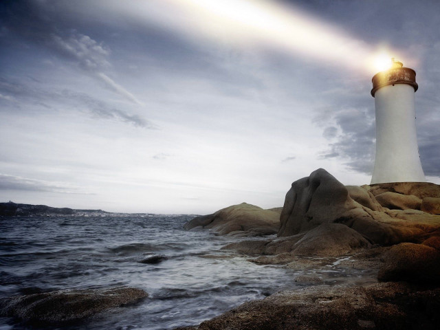 Lighthouse rocky shore cloudy sky #10 free wallpaper for desktop - medium preview image