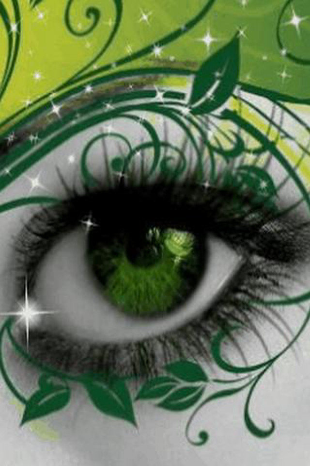 Green eye swirl iris stars free wallpaper for mobile - medium preview image