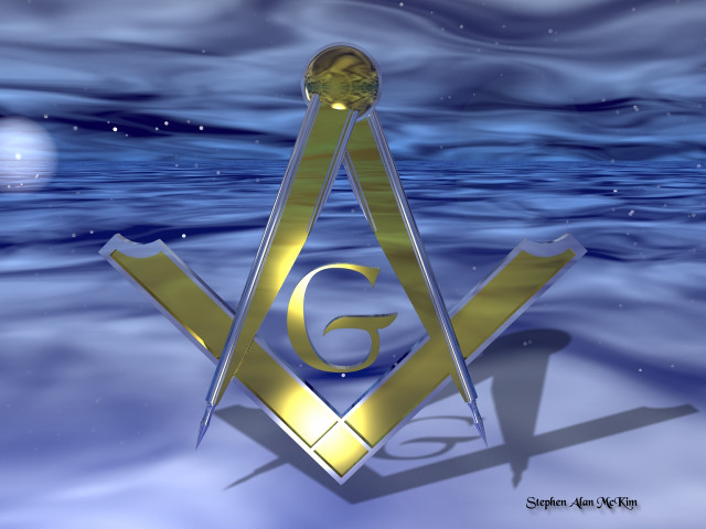 Golden masonic symbol ocean night free wallpaper for desktop - medium preview image