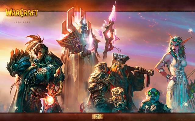 Warcraft characters group sunset sky free wallpaper for desktop - medium preview image