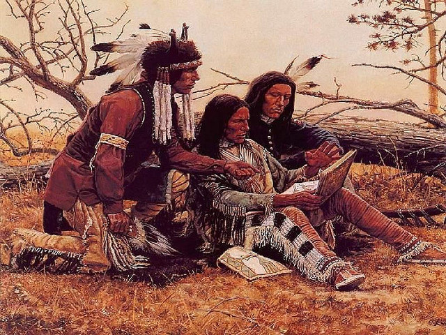 Native americans sitting bird flying free wallpaper for desktop - medium preview image