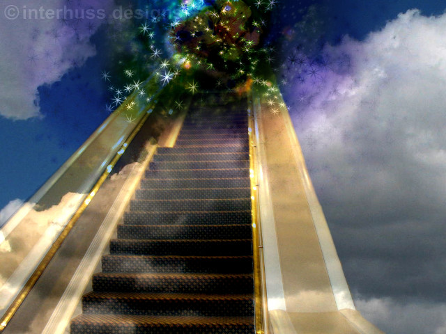 Stairway christmas tree sky background free wallpaper for desktop - medium preview image
