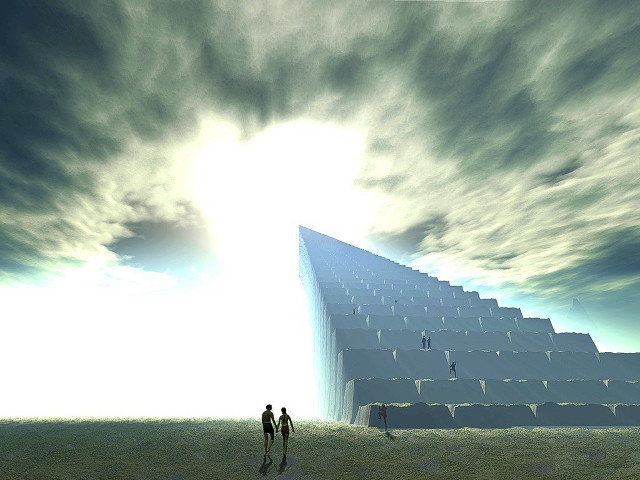 Two people giant pyramid sky free wallpaper for desktop - medium preview image
