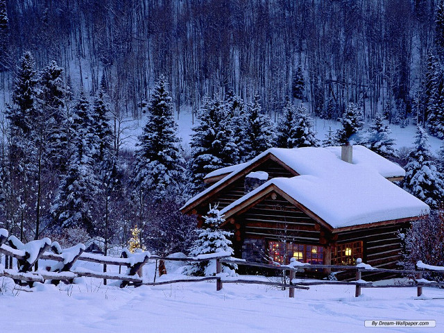 Cabin in the woods snow #3 free wallpaper for desktop - medium preview image