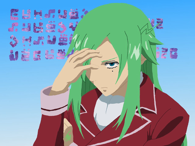 Green hair red jacket character free wallpaper for desktop - medium preview image