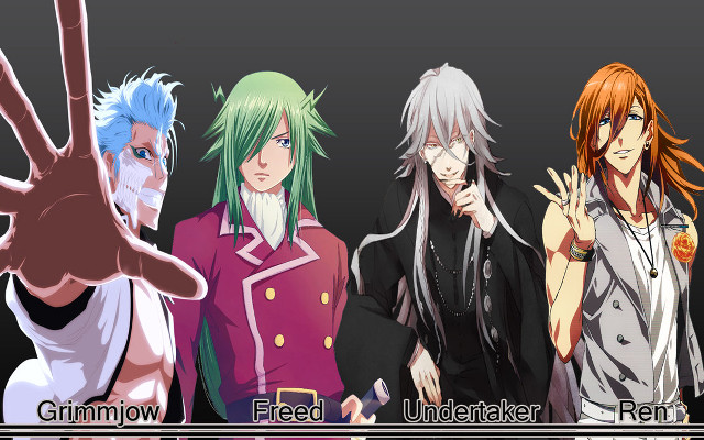 Anime characters hands up peace free wallpaper for desktop - medium preview image