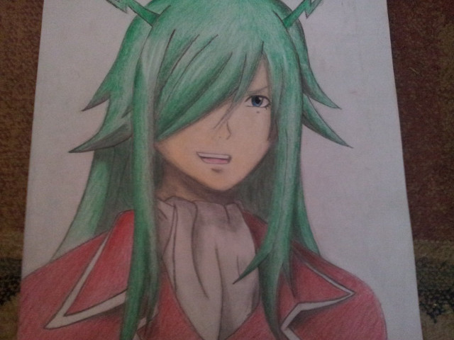 Green hair horns red jacket free wallpaper for desktop - medium preview image