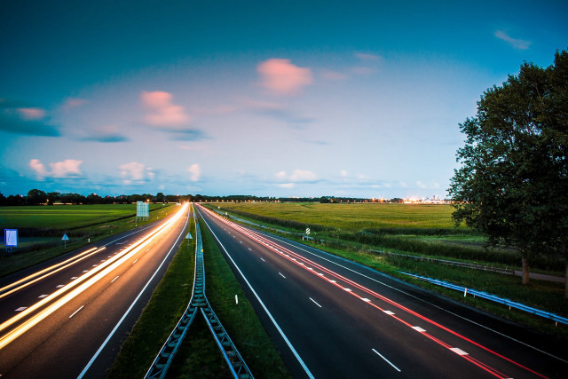 Highway night trees blue sky free wallpaper for desktop - medium preview image