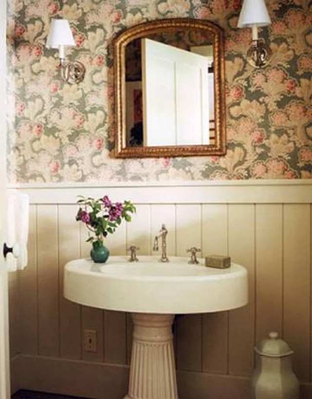 Bathroom pedestal sink mirror flowers free wallpaper for mobile - medium preview image