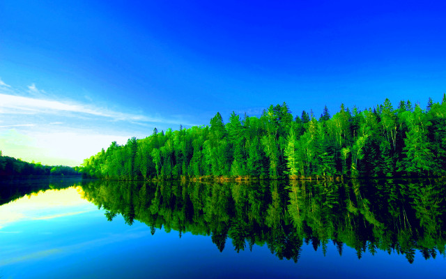 Lake trees blue sky clouds #7 free wallpaper for desktop - medium preview image