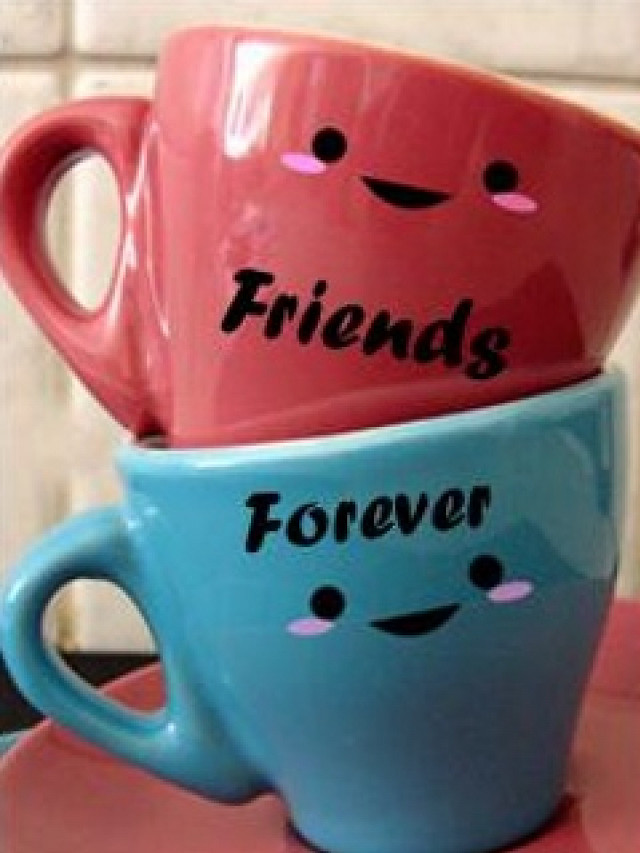 Cups friends forever table love free wallpaper for mobile - medium preview image