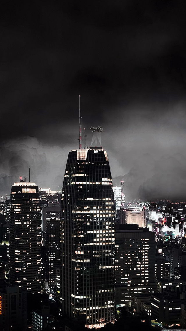 City skyline dark sky clouds #4 free wallpaper for mobile - medium preview image