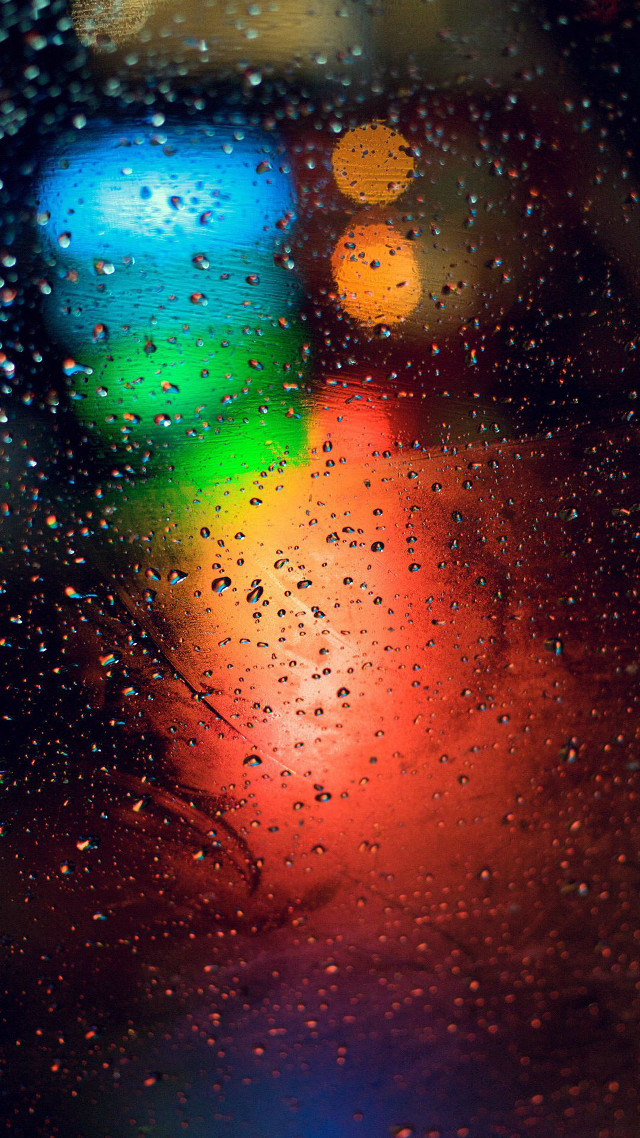 Rainbow traffic light blurry night free wallpaper for mobile - medium preview image