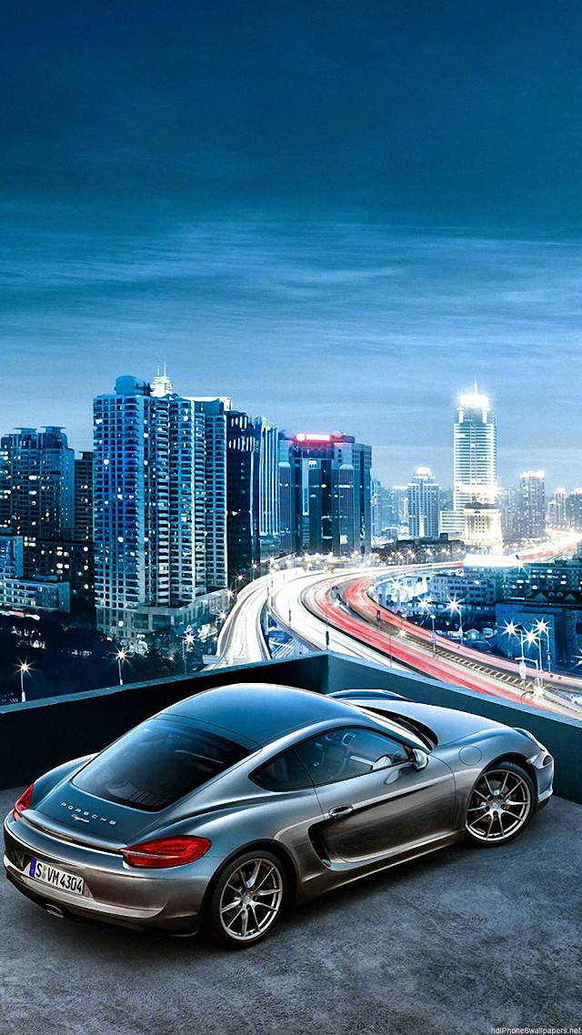 Car parked rooftop city night free wallpaper for mobile - medium preview image