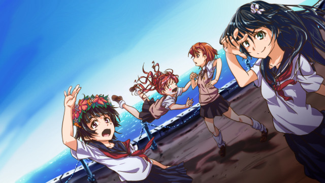 Anime girls beach blue sky #2 free wallpaper for desktop - medium preview image