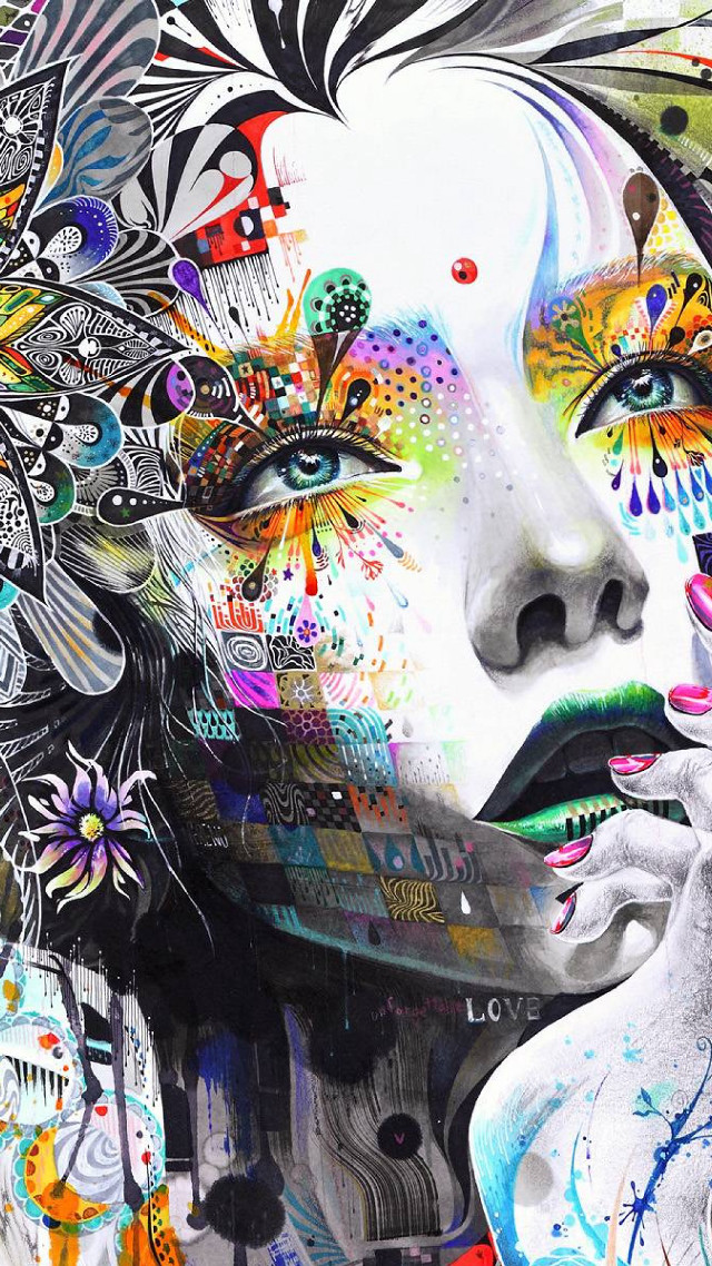 Woman flowered head butterfly face free wallpaper for mobile - medium preview image