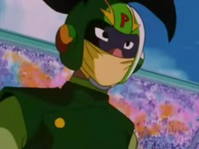 Cartoon character helmet green outfit free wallpaper for desktop - medium preview image