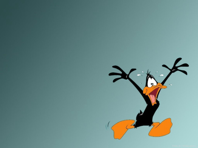 Cartoon duck jumping arms outstretched free wallpaper for desktop - medium preview image