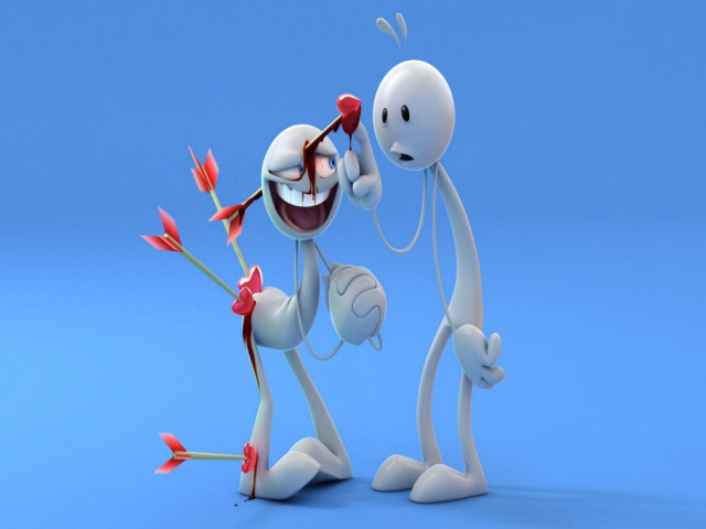 Two white cartoon characters red free wallpaper for desktop - medium preview image